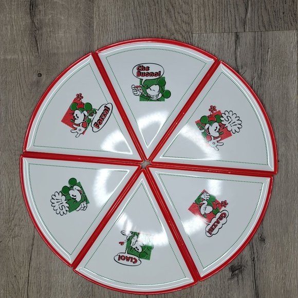 Disney Vintage minnie and mickey mouse Italian word pizza plates full set of 6 - Picture 10 of 10